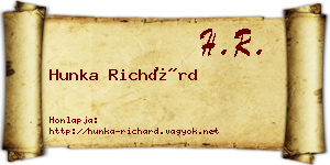 Hunka Richárd névjegykártya